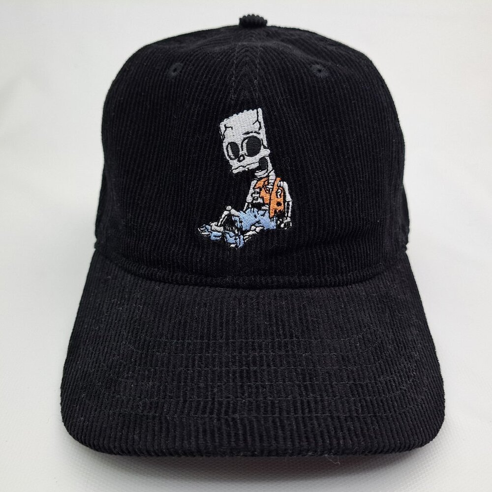 Bart Simpson Men's Skeletons Corduroy Baseball Cap, Black